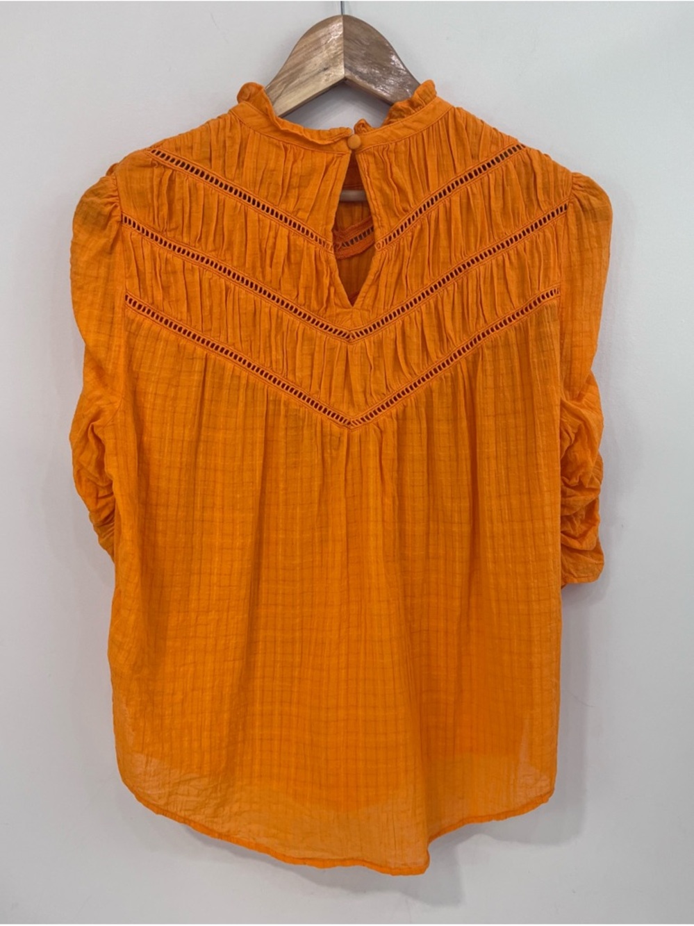 Veronica Beard Frasier Blouse Womens Size 4 Victorian Romantic Orange Cotton - Picture 11 of 11